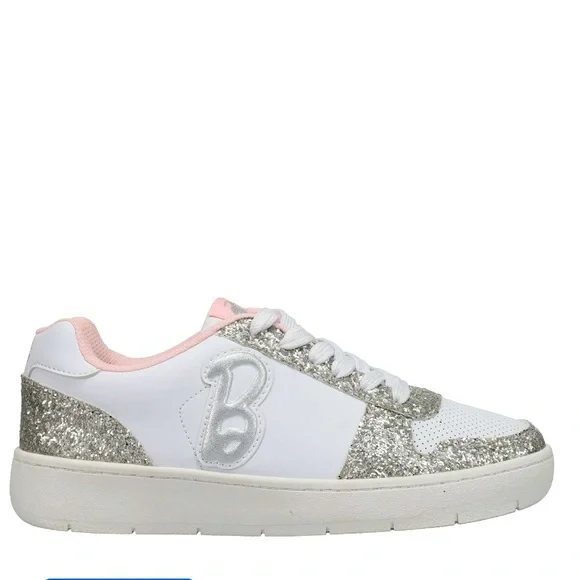 Barbie Shoes Barbie White And Silver Glitter Sparkles Shoe